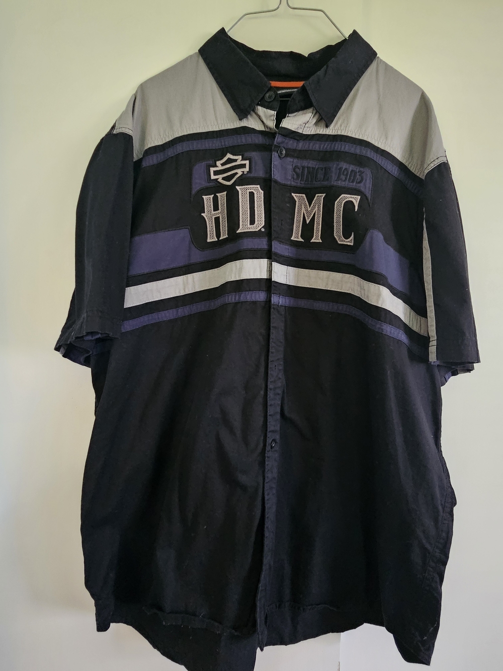 Harley-Davidson HDMC Black & Gray Striped Button-Up Shirt